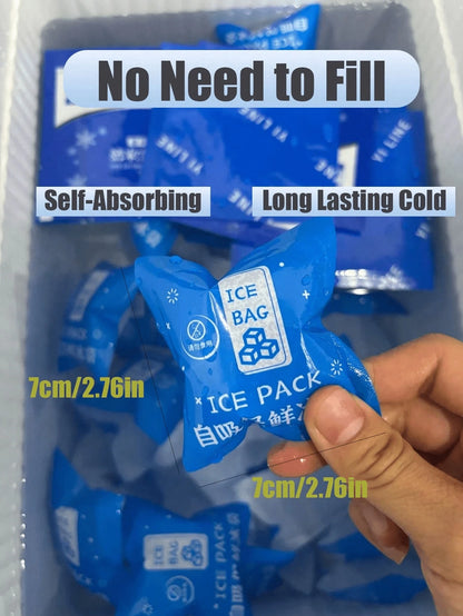 50pcs 40ml Self-Absorbing Ice Packs, Leak-Proof Reusable Cold Bags, Suitable For Food Preservation, Picnic, Camping, Logistics Transportation And Lunch Boxes, Summer Cooling Ice Packs