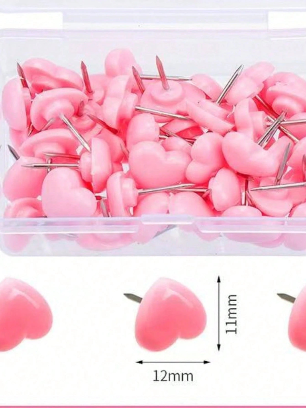 50pcs Cute Pink Heart Shaped Push Pins- Perfect For Home, School And Office Decor!