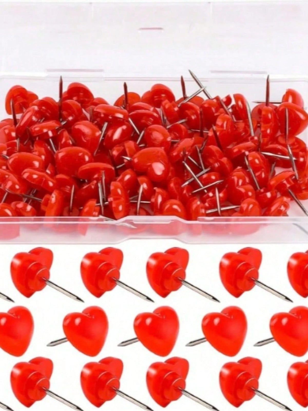 50pcs Cute Pink Heart Shaped Push Pins- Perfect For Home, School And Office Decor!