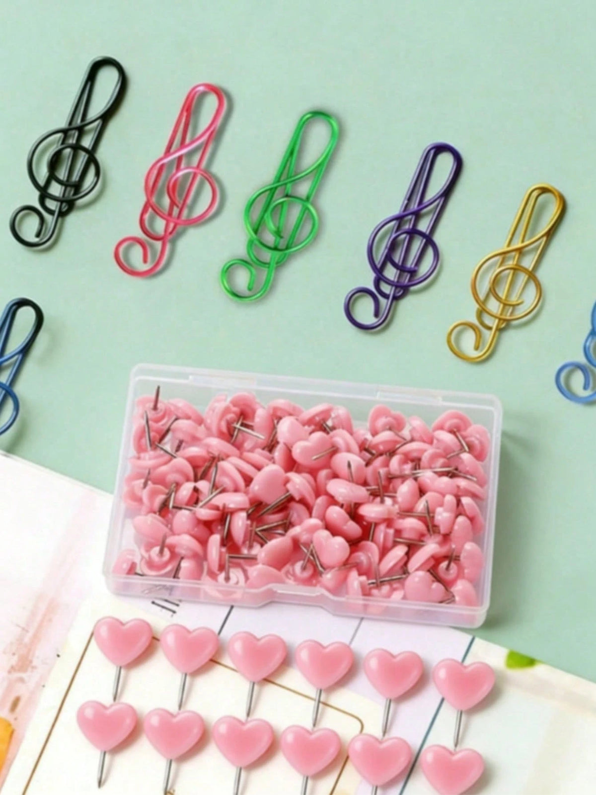 50pcs Cute Pink Heart Shaped Push Pins- Perfect For Home, School And Office Decor!