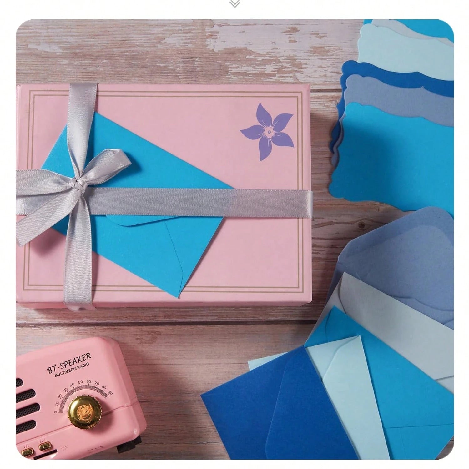 50pcs Envelopes + 50pcs Cards Mini Colorful Envelope Card Set, Includes Wavy Cards In Pink, Blue, Green, Minimalist Card Paper