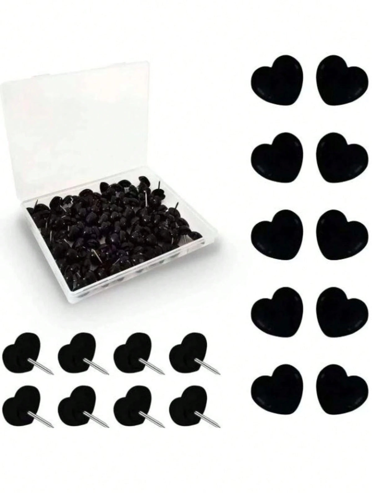 50pcs Plastic Love Thumbtack Shape Tack Binding Board Wall Nail Poster Photo Etc.,Back To School,School Supplies