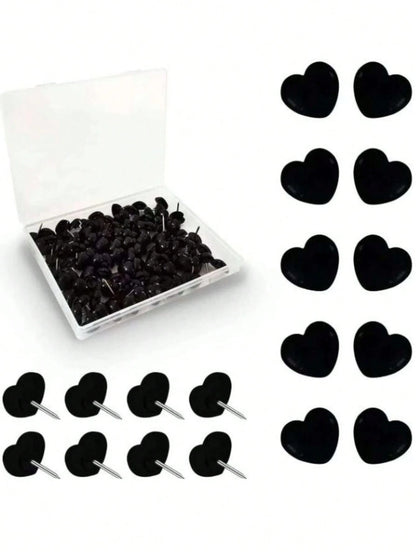 50pcs Plastic Love Thumbtack Shape Tack Binding Board Wall Nail Poster Photo Etc.,Back To School,School Supplies