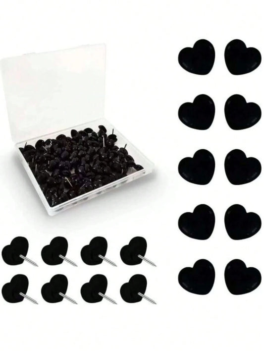 50pcs Plastic Love Thumbtack Shape Tack Binding Board Wall Nail Poster Photo Etc.,Back To School,School Supplies