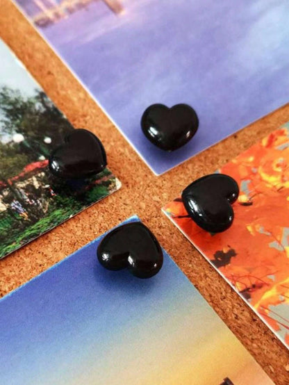 50pcs Plastic Love Thumbtack Shape Tack Binding Board Wall Nail Poster Photo Etc.,Back To School,School Supplies