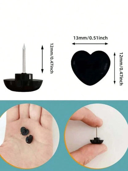 50pcs Plastic Love Thumbtack Shape Tack Binding Board Wall Nail Poster Photo Etc.,Back To School,School Supplies