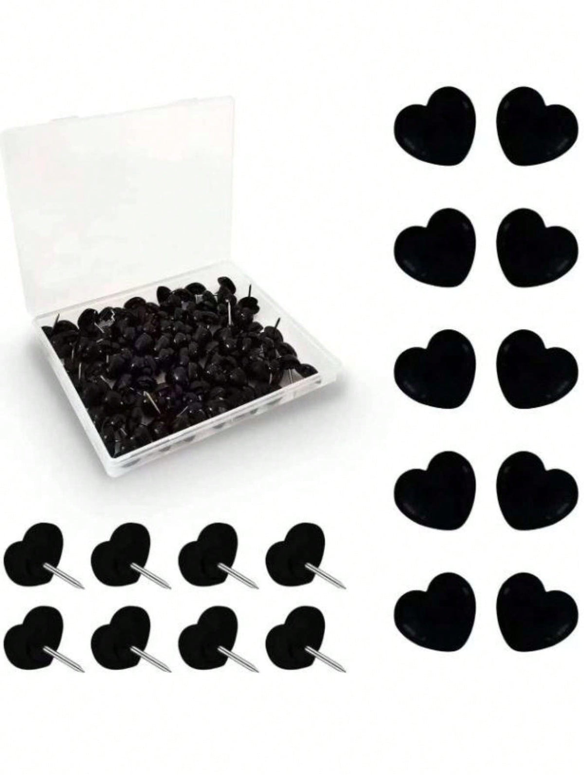 50pcs Plastic Love Thumbtack Shape Tack Binding Board Wall Nail Poster Photo Etc.,Back To School,School Supplies