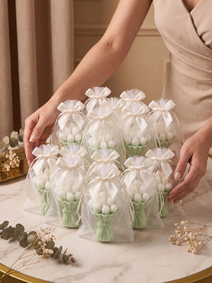 50pcs Tulip Bouquet Soy Wax Candles, Cute Bouquet Birthday Gift, Home Decor, Back To School, Valentine's Day, Mother's Day, Indoor Decoration, Graduation Gift, Women's Gift, Room Decor, Halloween Deco
