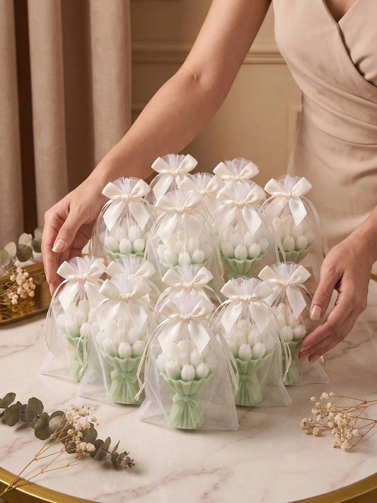 50pcs Tulip Bouquet Soy Wax Candles, Cute Bouquet Birthday Gift, Home Decor, Back To School, Valentine's Day, Mother's Day, Indoor Decoration, Graduation Gift, Women's Gift, Room Decor, Halloween Deco