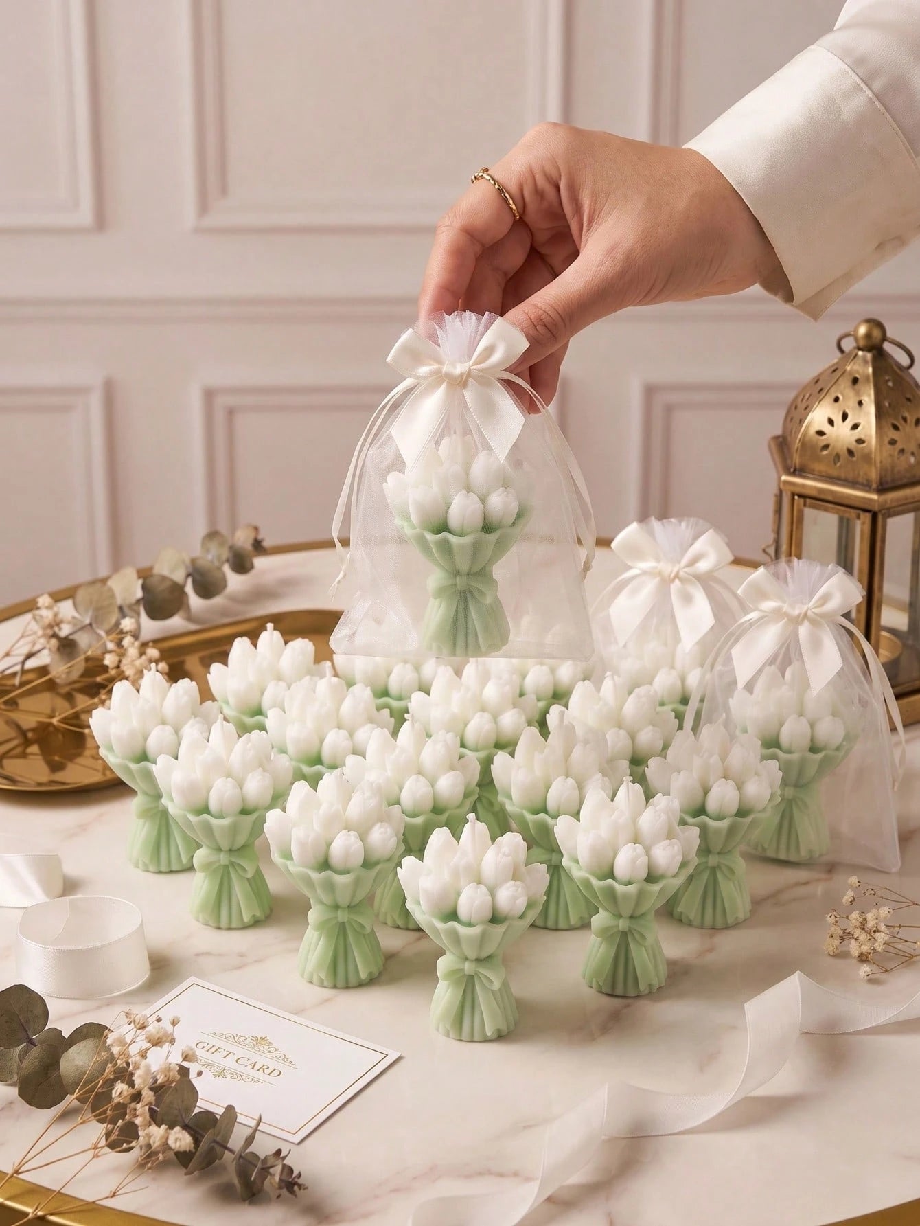 50pcs Tulip Bouquet Soy Wax Candles, Cute Bouquet Birthday Gift, Home Decor, Back To School, Valentine's Day, Mother's Day, Indoor Decoration, Graduation Gift, Women's Gift, Room Decor, Halloween Deco