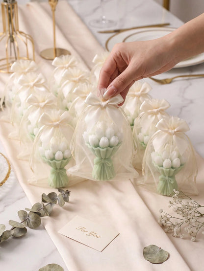 50pcs Tulip Bouquet Soy Wax Candles, Cute Bouquet Birthday Gift, Home Decor, Back To School, Valentine's Day, Mother's Day, Indoor Decoration, Graduation Gift, Women's Gift, Room Decor, Halloween Deco