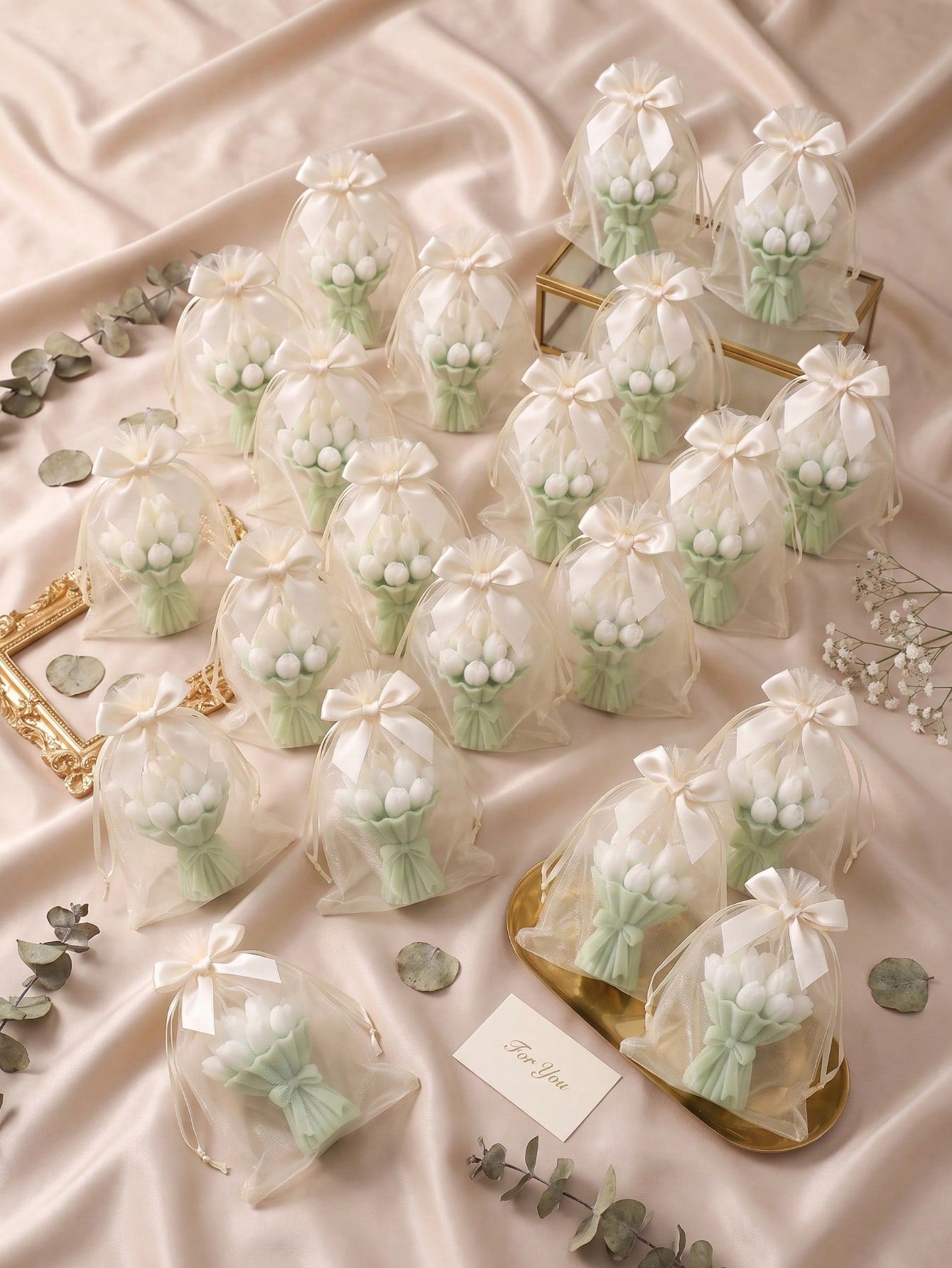 50pcs Tulip Bouquet Soy Wax Candles, Cute Bouquet Birthday Gift, Home Decor, Back To School, Valentine's Day, Mother's Day, Indoor Decoration, Graduation Gift, Women's Gift, Room Decor, Halloween Deco