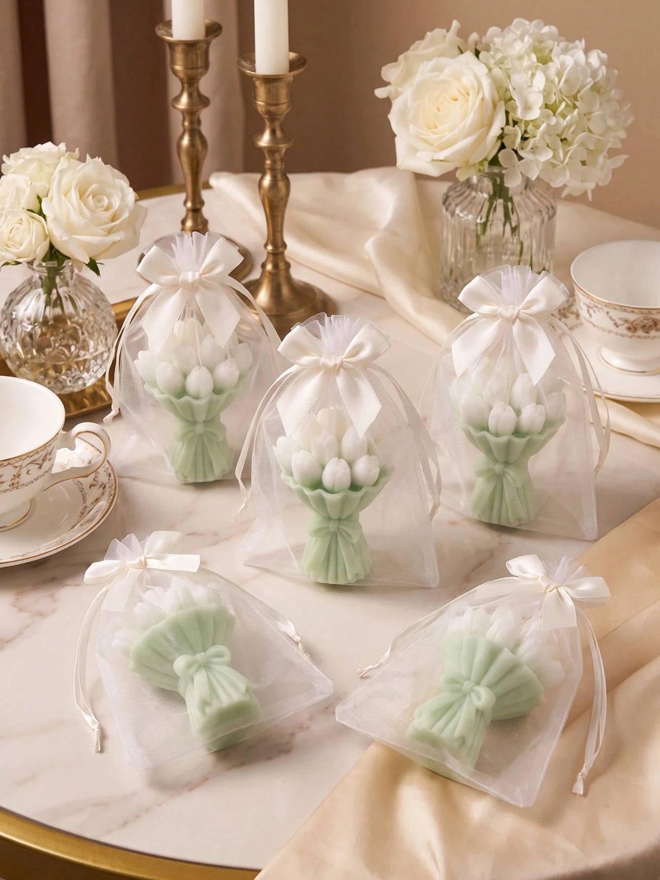 50pcs Tulip Bouquet Soy Wax Candles, Cute Bouquet Birthday Gift, Home Decor, Back To School, Valentine's Day, Mother's Day, Indoor Decoration, Graduation Gift, Women's Gift, Room Decor, Halloween Deco