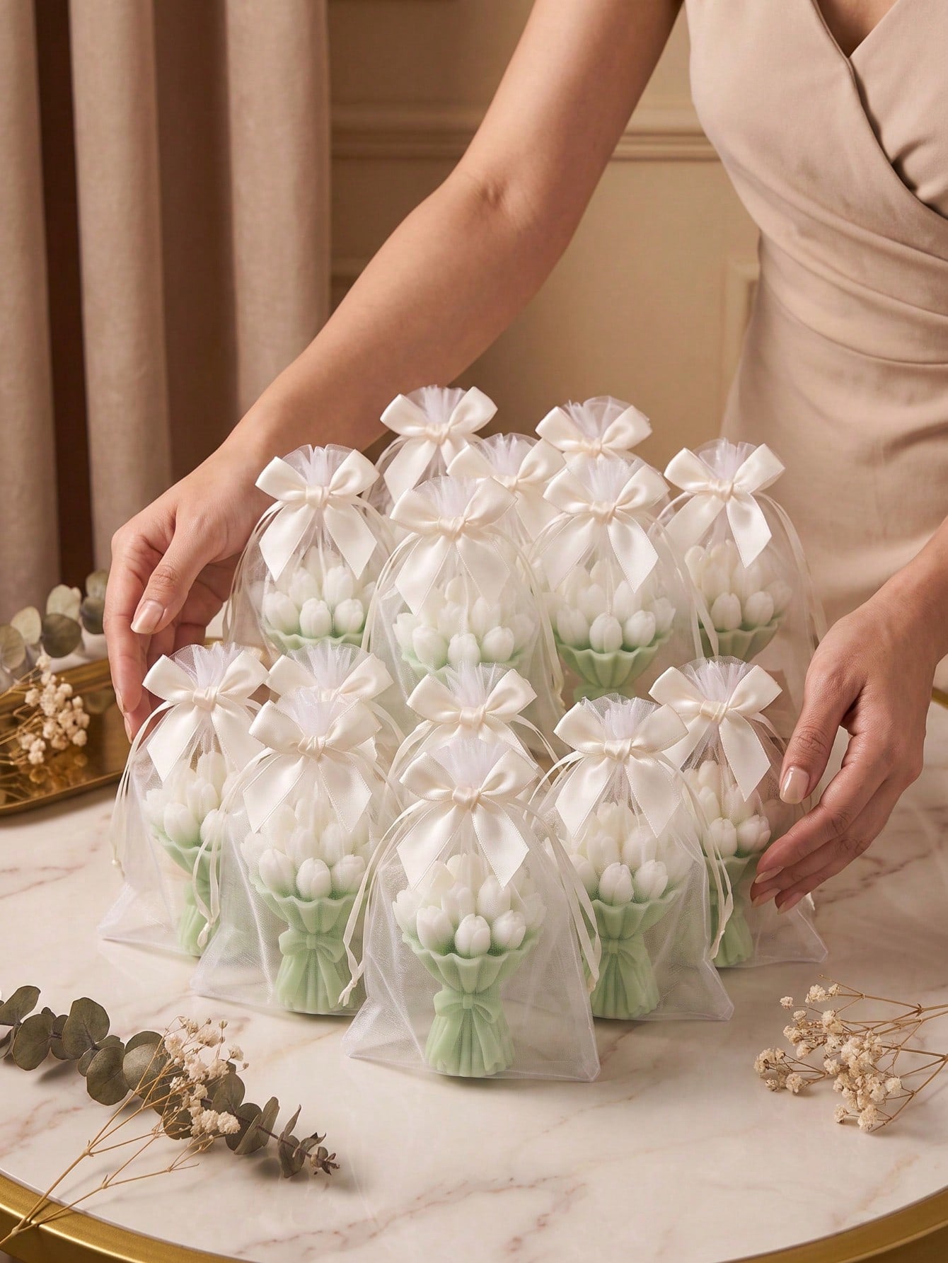 50pcs Tulip Bouquet Soy Wax Candles, Cute Bouquet Birthday Gift, Home Decor, Back To School, Valentine's Day, Mother's Day, Indoor Decoration, Graduation Gift, Women's Gift, Room Decor, Halloween Deco