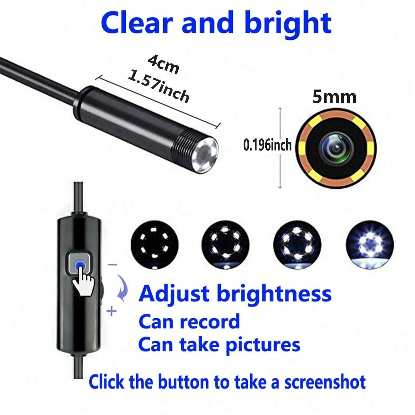 5mm/0.196in Mini Camera Industrial Cameras Endoscope 480P, Android Mobile Phone Camera, Pipeline Detection, Industrial, Automotive Repair, Carbon Deposition, Visual Repair, Air Conditioning Probe