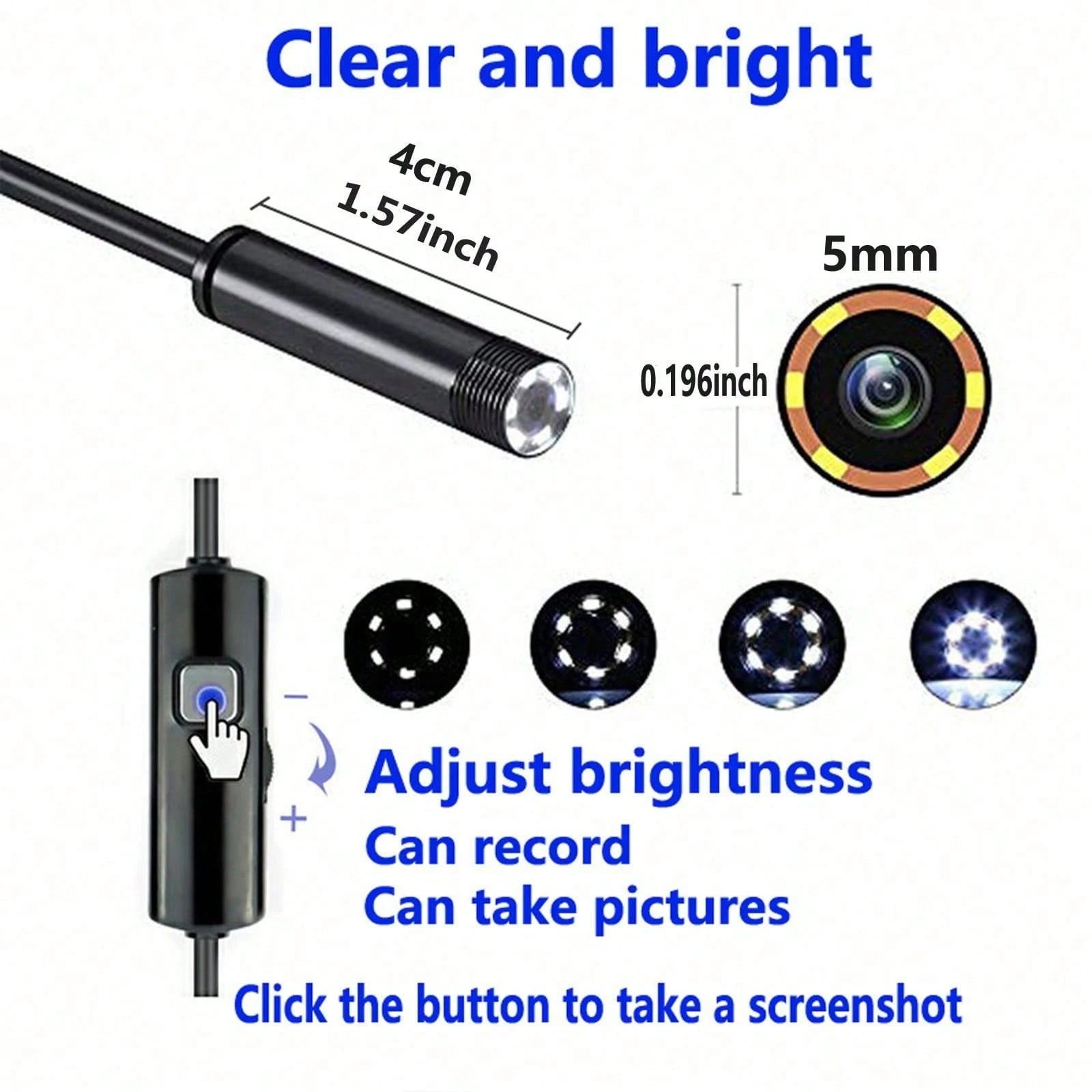 5mm/0.196in Mini Camera Industrial Cameras Endoscope 480P, Android Mobile Phone Camera, Pipeline Detection, Industrial, Automotive Repair, Carbon Deposition, Visual Repair, Air Conditioning Probe