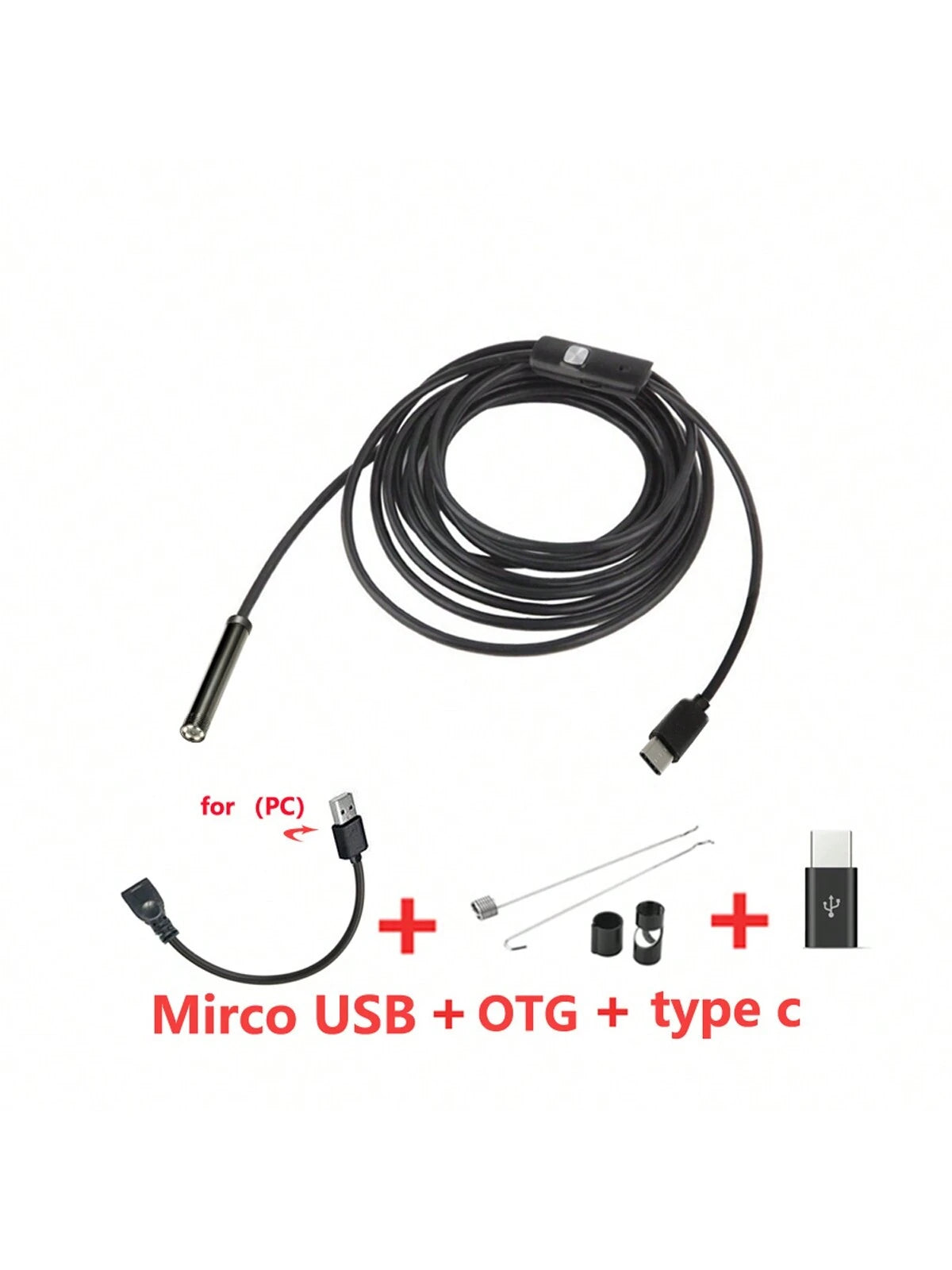 5mm/0.196in Mini Camera Industrial Cameras Endoscope 480P, Android Mobile Phone Camera, Pipeline Detection, Industrial, Automotive Repair, Carbon Deposition, Visual Repair, Air Conditioning Probe