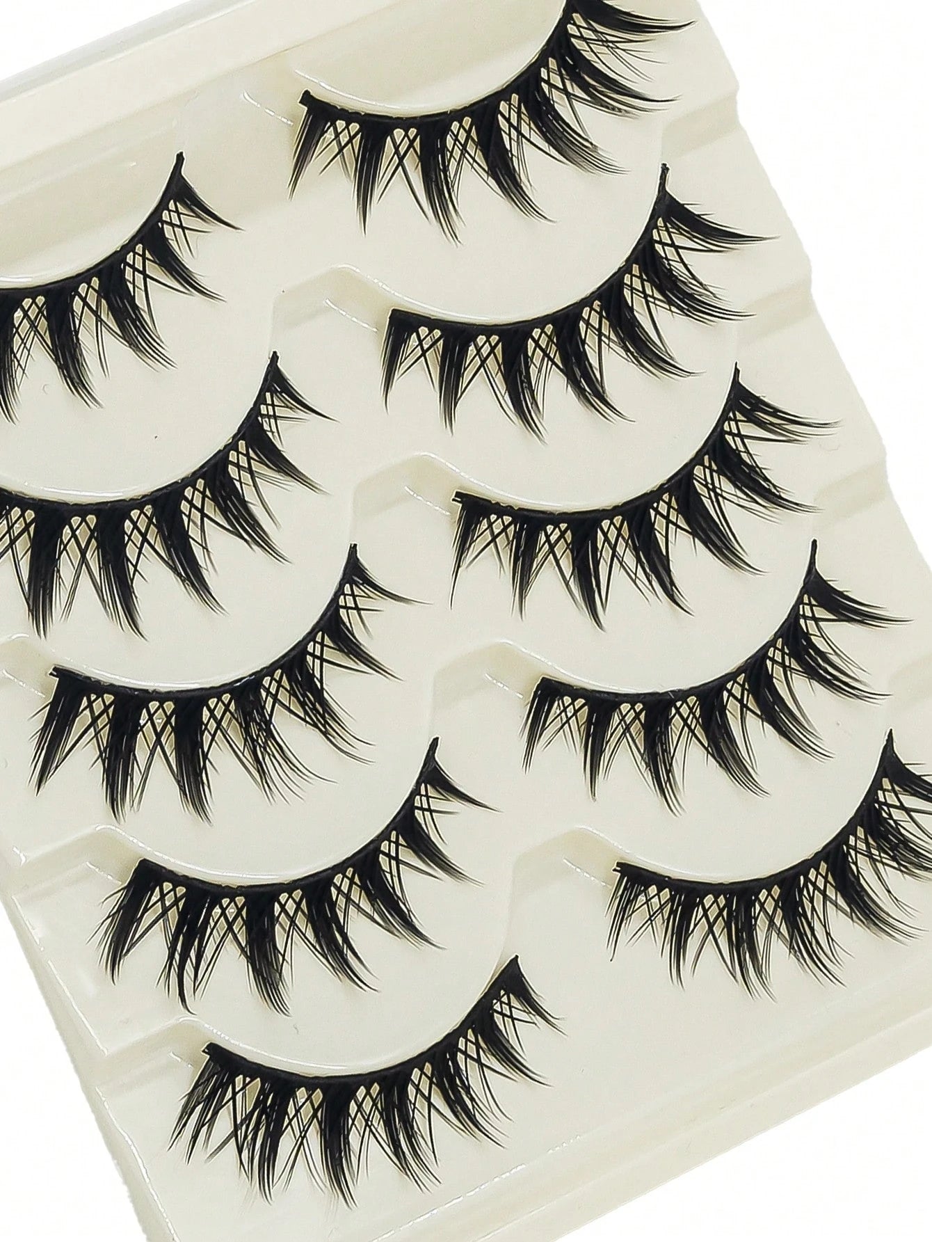 5Pairs Makeup False Eyelashes, Manga Lashes, Wispy Anime False Eyelashes Natural Look, Fluffy Spiky Eyelashes, Cartoon Lashes Strip Lashes,Lashes,Eyelashes,Fake Lashes