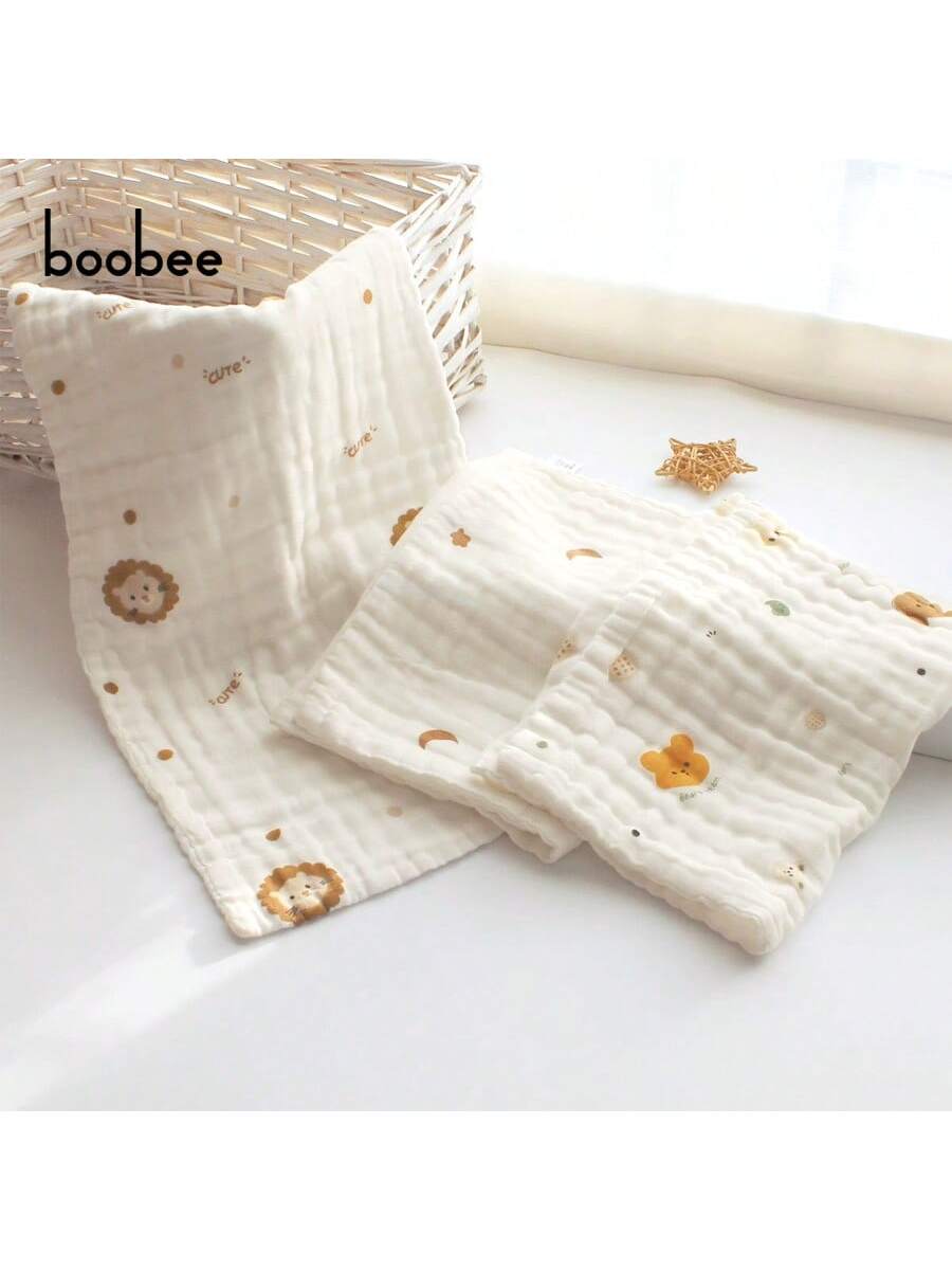 5pcs Baby Gauze Bibs, Breathable Gauze Fabric- Skin-Friendly And Non-Irritating, Soft And Delicate Touch, Fits Baby's Delicate Skin, Resistant To Fading After Multiple Washes, Multiple Simple Printed