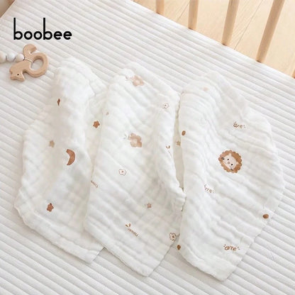 5pcs Baby Gauze Bibs, Breathable Gauze Fabric- Skin-Friendly And Non-Irritating, Soft And Delicate Touch, Fits Baby's Delicate Skin, Resistant To Fading After Multiple Washes, Multiple Simple Printed