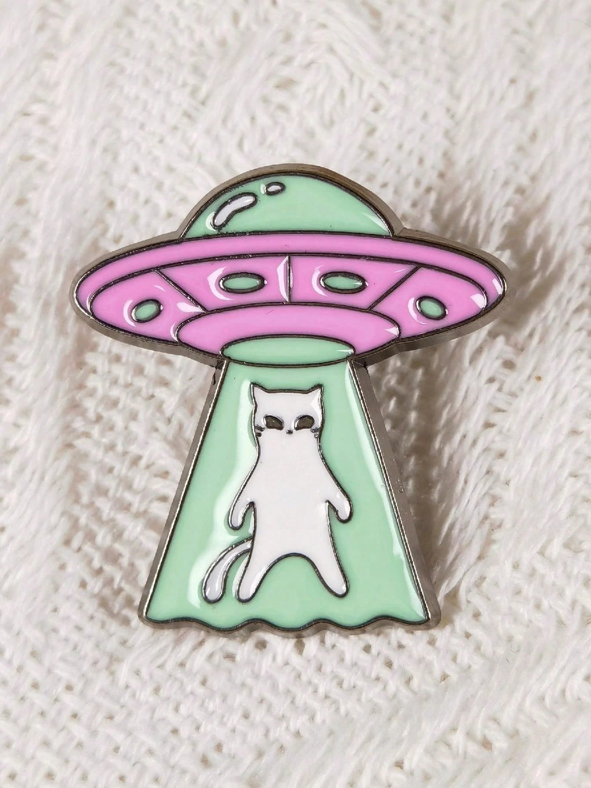 5pcs Cartoon Alien Cat Series Brooches, Funny Cat Spaceship Metal Badges For Clothes, Bags, Hats Decoration, Creative Gift
