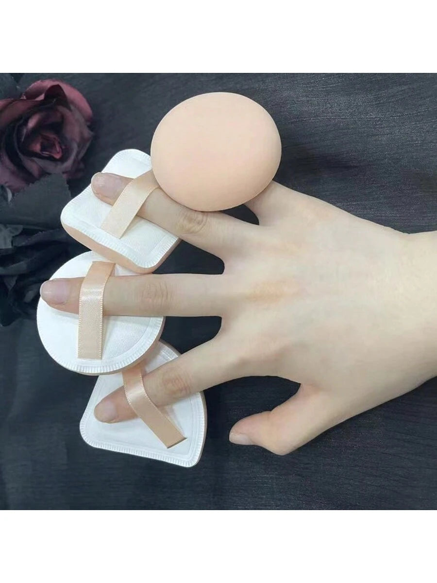 5pcs Round Shape Portable Foundation Powder Puff Drop Shape Beauty Makeup Sponge Blender With Container Triangle Make Up Cosmetic Puff With Case Cushion Puff With Box For Travel Women Makeup Tool,Make