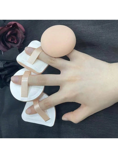 5pcs Round Shape Portable Foundation Powder Puff Drop Shape Beauty Makeup Sponge Blender With Container Triangle Make Up Cosmetic Puff With Case Cushion Puff With Box For Travel Women Makeup Tool,Make