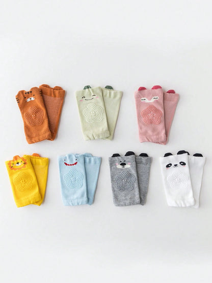 5pcs/Set Assorted Baby Breathable Knee Pads, Mesh Anti-Slip Crawling Toddler Knee Elbow Protector With Cartoon Pattern