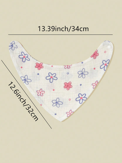 5pcs/Set Baby Bibs, Soft Cotton Muslin Drool Bibs, Floral & Animal Patterns For Boys & Girls