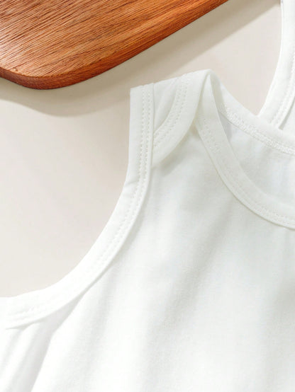 5pcs Set Unisex Newborn Baby Boys Summer Cute Multi-Purpose Knitted Striped Tank Top, Multi-Color Versatile Bodysuit Unisex Baby Clothing Suitable For Spring/Summer Daily Wear, Play, Party, Photo, Bab