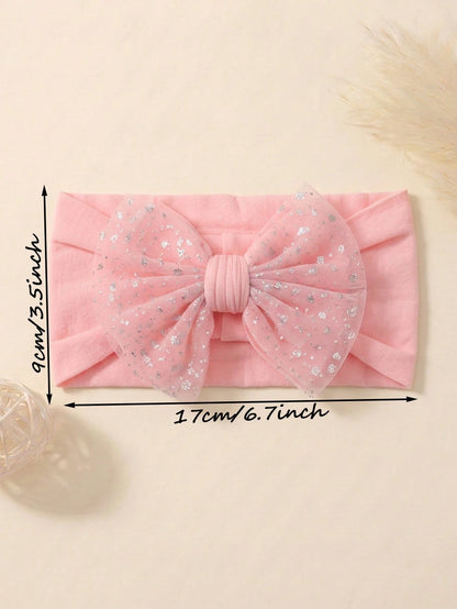 5pcs Summer Candy Color Nylon Bow Elastic Baby Headbands, Skin-Friendly Soft Princess Infant Hair Accessories, Versatile Daily Wear