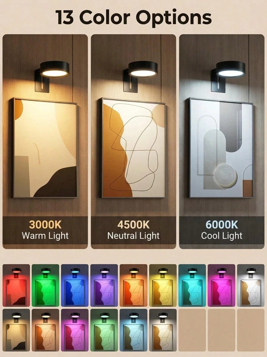 6/3/1pc RGB LED Wireless Metal Wall Lamp, Magnetic Wall Light, LED Art Display Light, LED Painting Light, Wall Decor Night Light, Home Room Decoration, Bedside, Bedroom, Study, Staircase Indoor Decora