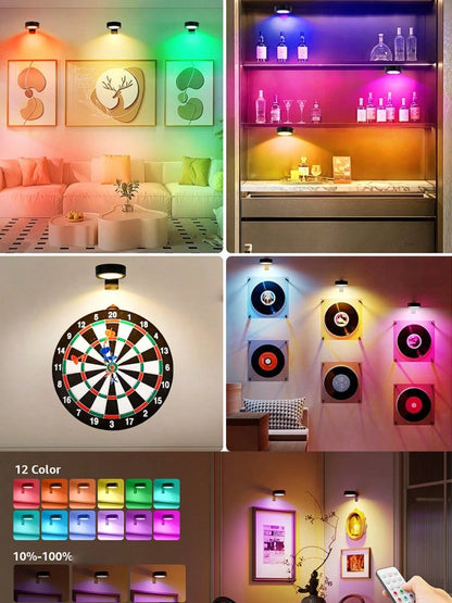 6/3/1pc RGB LED Wireless Metal Wall Lamp, Magnetic Wall Light, LED Art Display Light, LED Painting Light, Wall Decor Night Light, Home Room Decoration, Bedside, Bedroom, Study, Staircase Indoor Decora