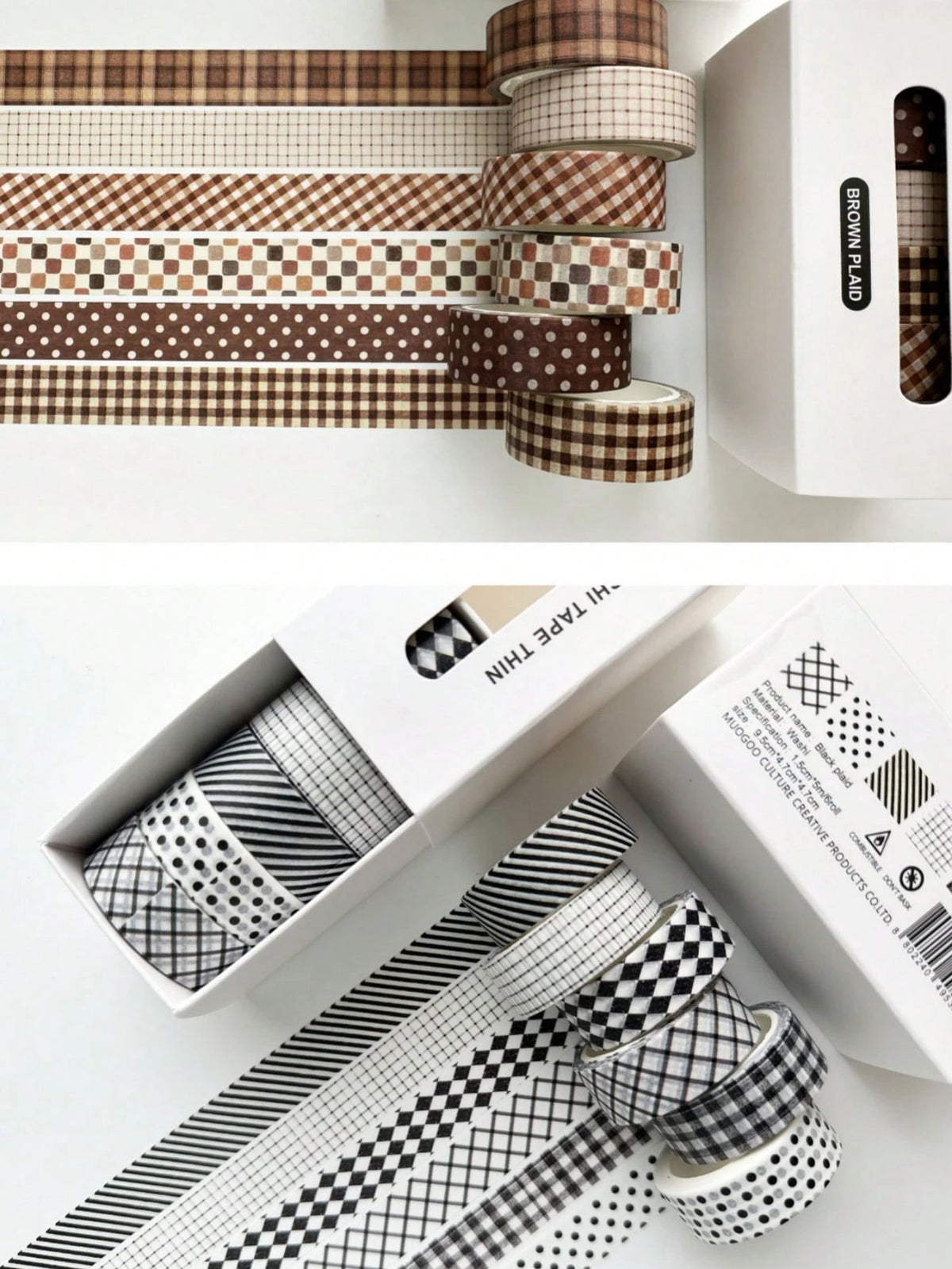 6 Rolls Vintage Plaid Washi Tape Set, Vintage Aesthetic Decorative Paper Tape Suitable For Scrapbooking, Journals, Diaries, Art Creation, Handmade Crafts, Student Back To School Decoration Supplies