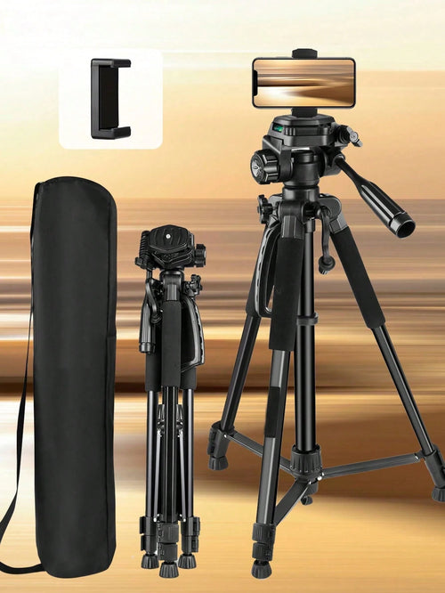60 Inch Aluminum Camera&Phone Tripod- Expandable, Lightweight, Travel Friendly Stand, Portable Tripod With Phone Holder- Perfect For Content Creators, Social Media Influencers, Video Bloggers, And T
