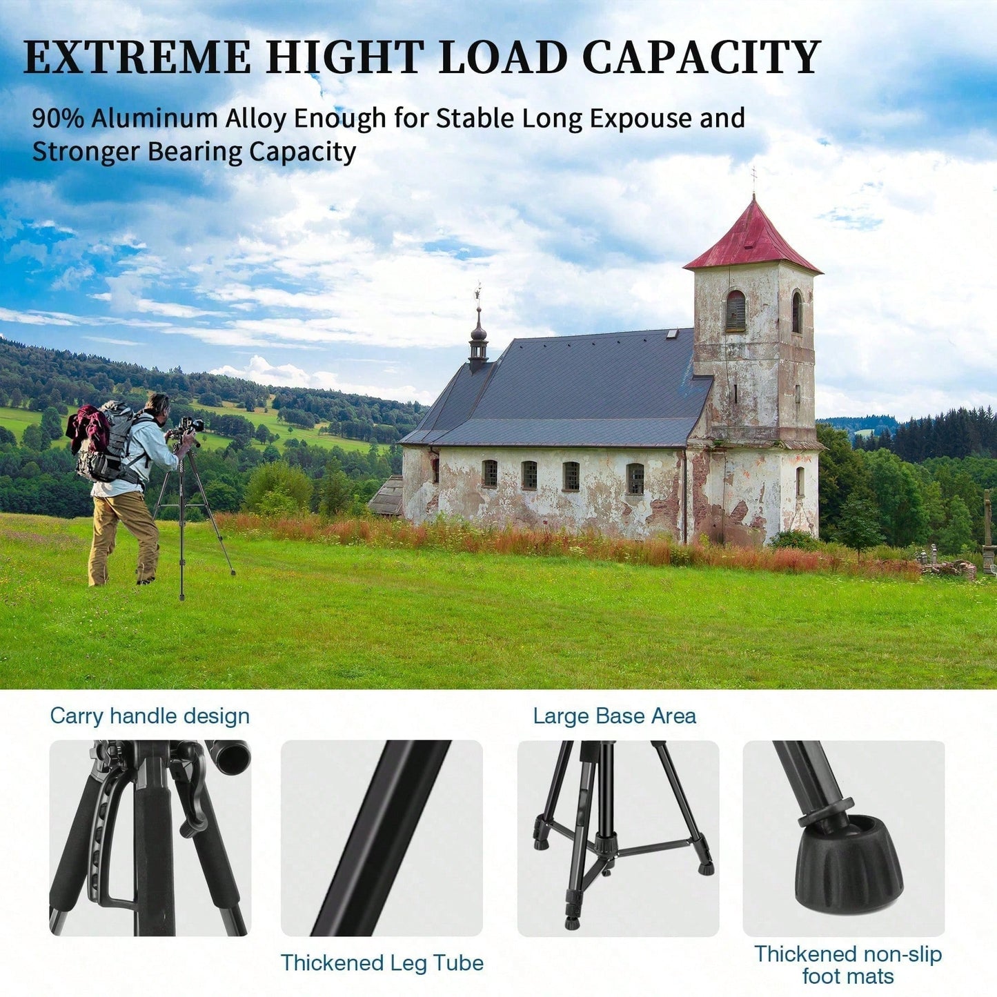 60 Inch Aluminum Camera&Phone Tripod- Expandable, Lightweight, Travel Friendly Stand, Portable Tripod With Phone Holder- Perfect For Content Creators, Social Media Influencers, Video Bloggers, And T