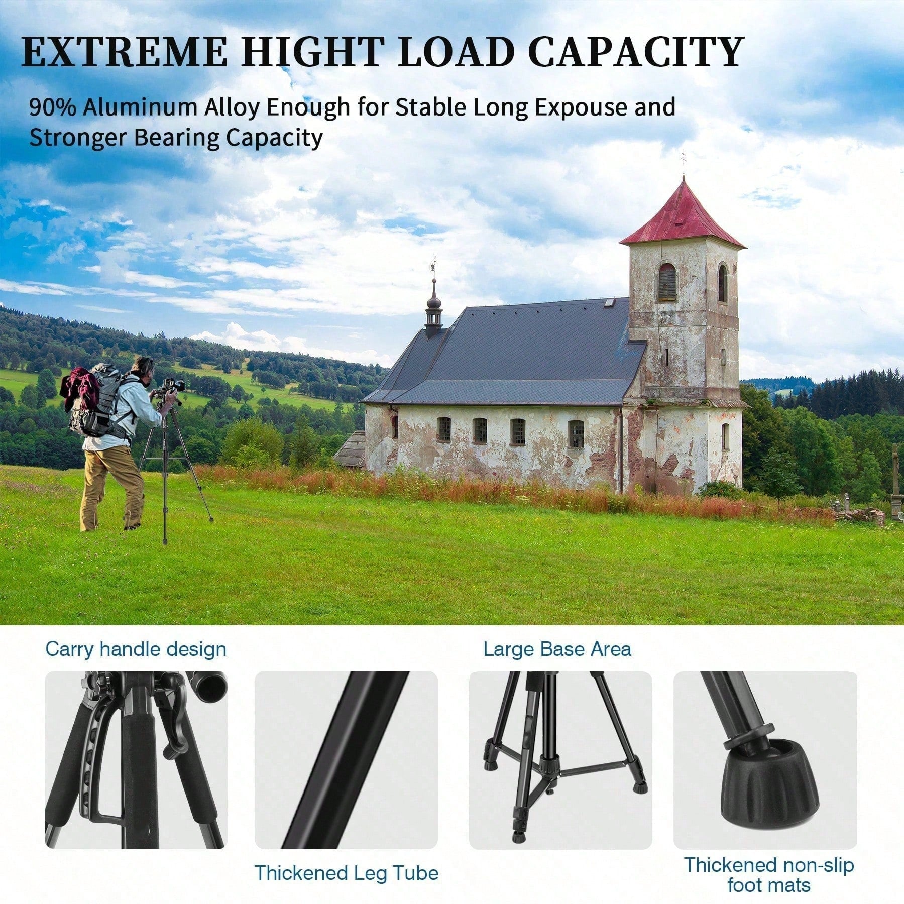 60 Inch Aluminum Camera&Phone Tripod- Expandable, Lightweight, Travel Friendly Stand, Portable Tripod With Phone Holder- Perfect For Content Creators, Social Media Influencers, Video Bloggers, And T