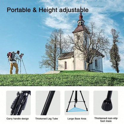 60 Inch Aluminum Camera&Phone Tripod- Expandable, Lightweight, Travel Friendly Stand, Portable Tripod With Phone Holder- Perfect For Content Creators, Social Media Influencers, Video Bloggers, And T