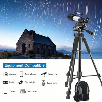 60 Inch Aluminum Camera&Phone Tripod- Expandable, Lightweight, Travel Friendly Stand, Portable Tripod With Phone Holder- Perfect For Content Creators, Social Media Influencers, Video Bloggers, And T