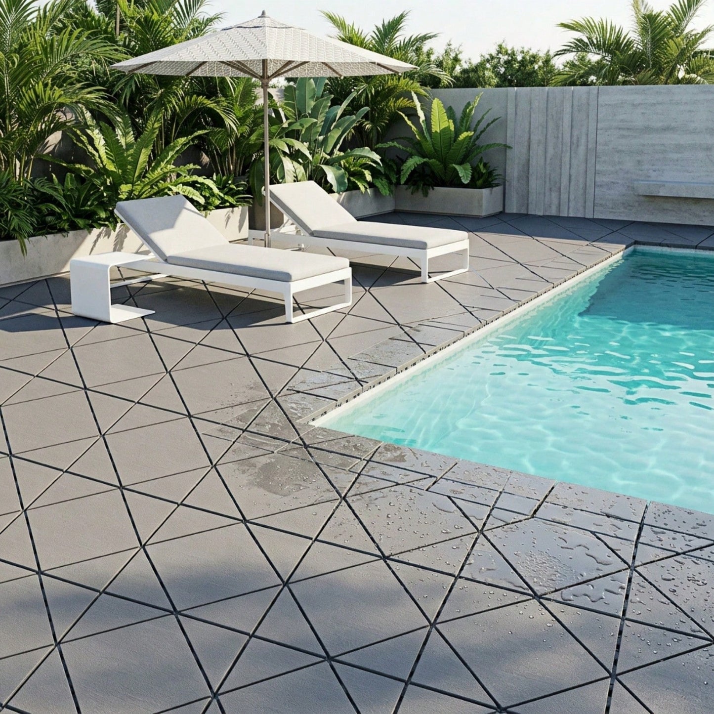 60-Piece Interlocking Deck Tiles Set, 44 Pack All-Weather Composite Patio Pavers With 12 Edge Strips & 4 Corners, DIY Snap-Together Flooring For Backyard, Balcony, Porch And Poolside, Grey