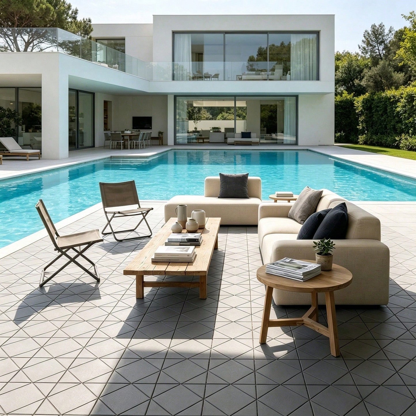 60-Piece Interlocking Deck Tiles Set, 44 Pack All-Weather Composite Patio Pavers With 12 Edge Strips & 4 Corners, DIY Snap-Together Flooring For Backyard, Balcony, Porch And Poolside, Grey