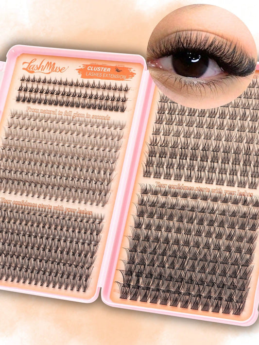 600 Clusters D-Curl False Eyelashes Book, 10D+20D Dual Density Combination, 6-16MM Mixed Length, Includes Upper And Lower Lash Styles, Large Capacity Segmented Cluster Arrangement, Lightweight And Sof