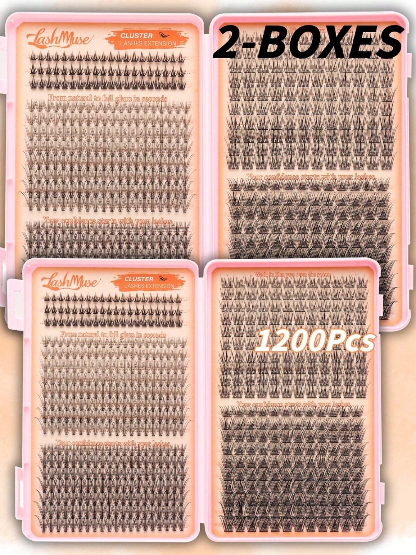 600 Clusters D-Curl False Eyelashes Book, 10D+20D Dual Density Combination, 6-16MM Mixed Length, Includes Upper And Lower Lash Styles, Large Capacity Segmented Cluster Arrangement, Lightweight And Sof