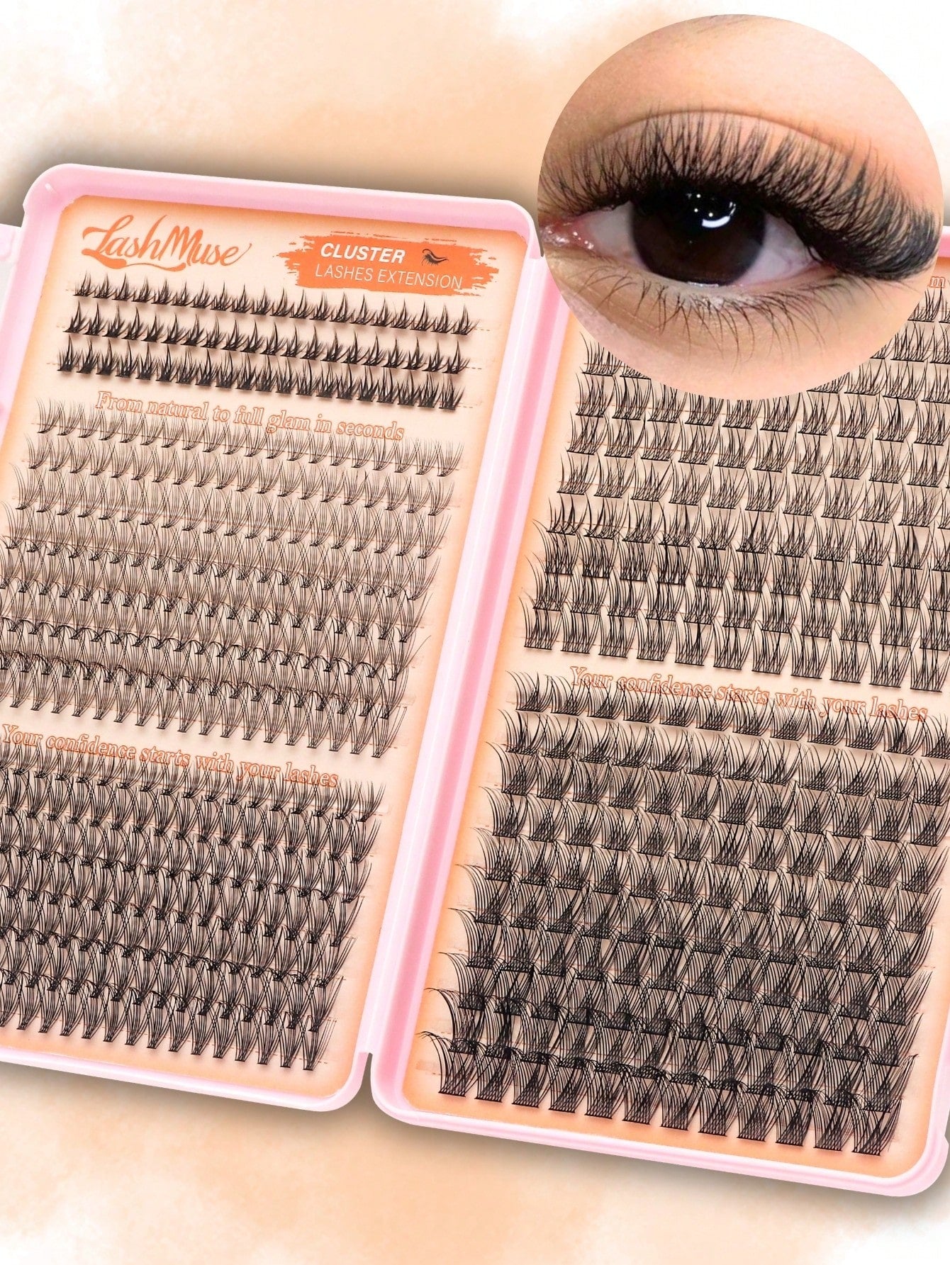 600 Clusters D-Curl False Eyelashes Book, 10D+20D Dual Density Combination, 6-16MM Mixed Length, Includes Upper And Lower Lash Styles, Large Capacity Segmented Cluster Arrangement, Lightweight And Sof