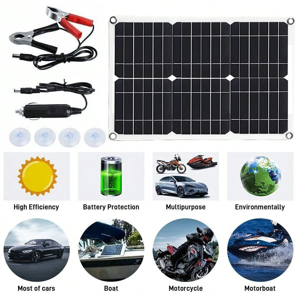 600W Dual USB Solar Panel: Efficient Fast Charging + Dual-Port Power Supply, Worry-Free Outdoor Power Supply!