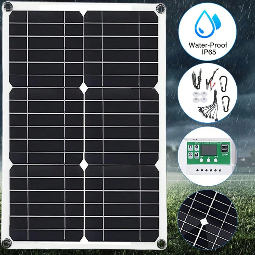 600W Dual USB Solar Panel: Efficient Fast Charging + Dual-Port Power Supply, Worry-Free Outdoor Power Supply!