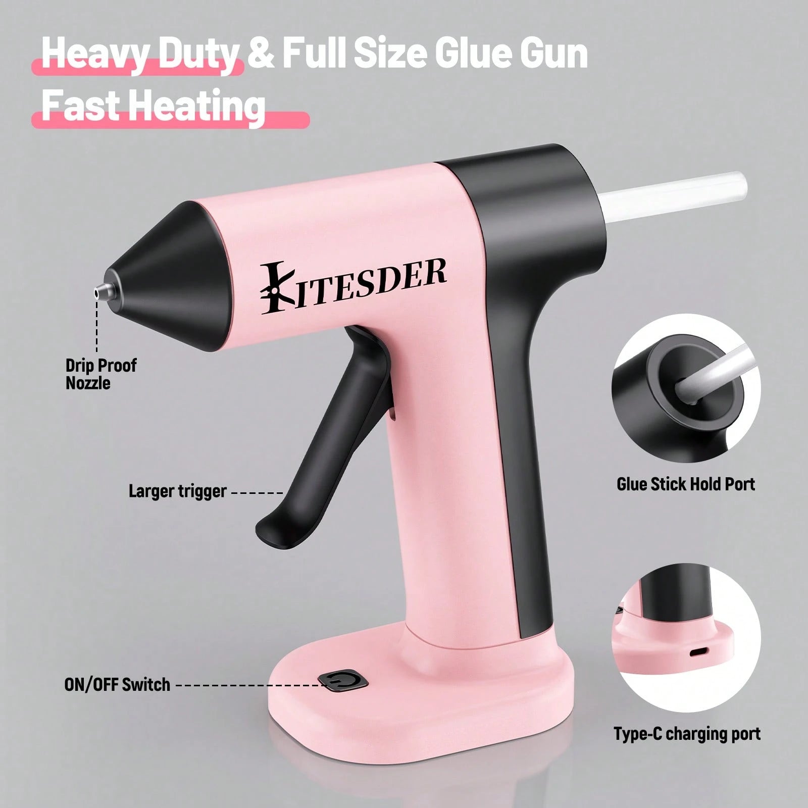 60W Hot Glue Gun Dent Reomval Kit With 30Pcs High Adhesion Glue Sticks, Fast Preheating Hot Melt Glue Gun And Sticks Set,Charge&Battery, For Craft DIY And Quick Home