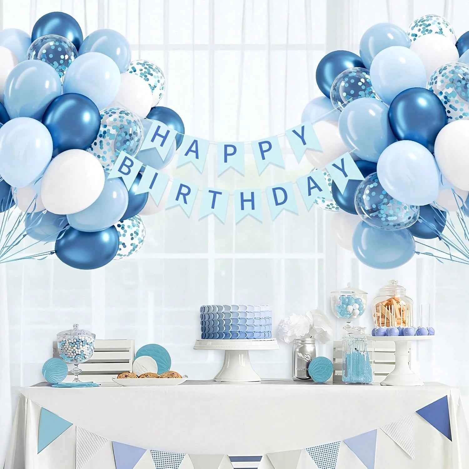 62pcs Blue And Silver Balloon Set, Metallic Blue Balloons, Light Blue Balloons, Foil Sequin Balloons, Suitable For Birthday, Baby Shower, Bridal Shower, Wedding, Graduation Party Decoration, Baby Show