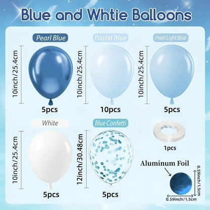 62pcs Blue And Silver Balloon Set, Metallic Blue Balloons, Light Blue Balloons, Foil Sequin Balloons, Suitable For Birthday, Baby Shower, Bridal Shower, Wedding, Graduation Party Decoration, Baby Show