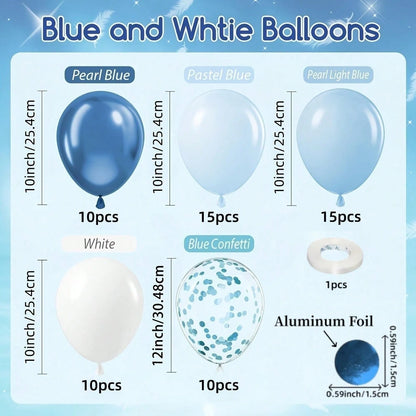 62pcs Blue And Silver Balloon Set, Metallic Blue Balloons, Light Blue Balloons, Foil Sequin Balloons, Suitable For Birthday, Baby Shower, Bridal Shower, Wedding, Graduation Party Decoration, Baby Show